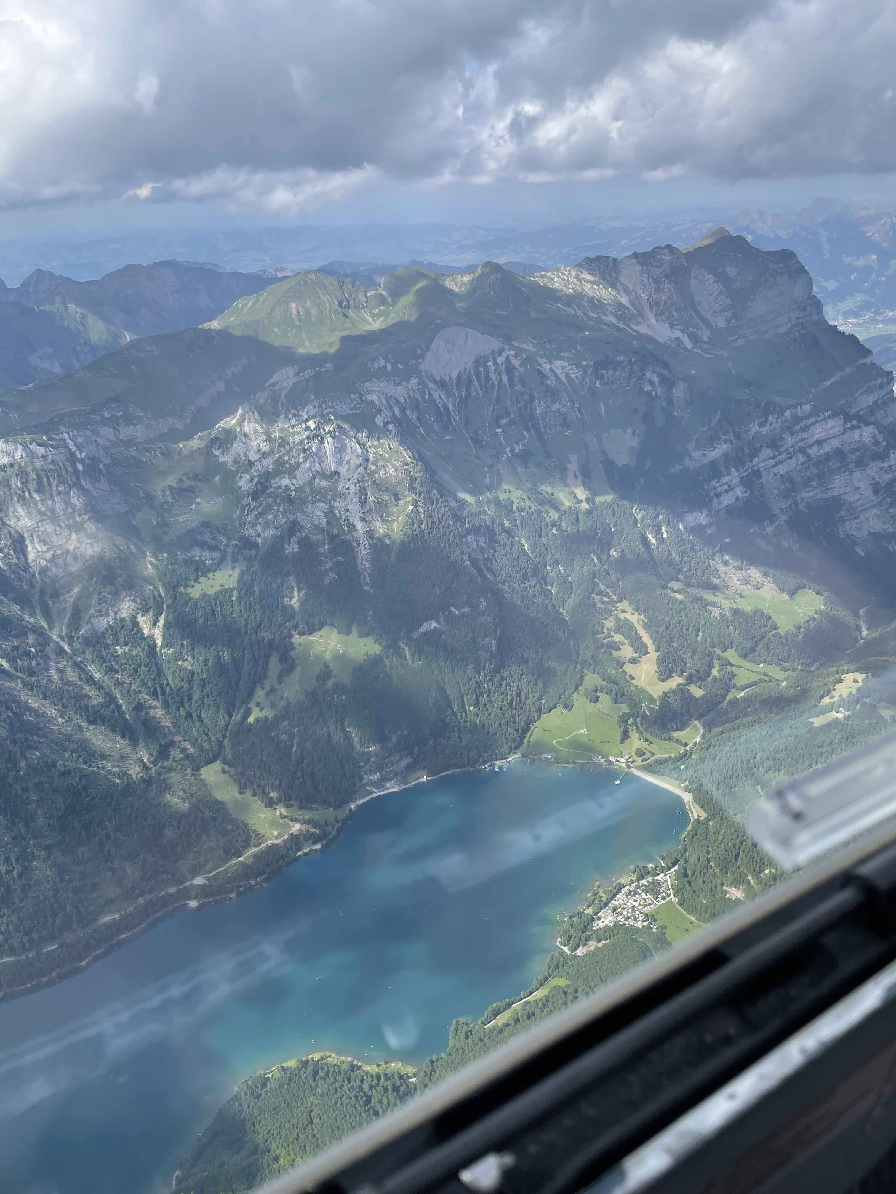 View of Klöntalersee from the glider
